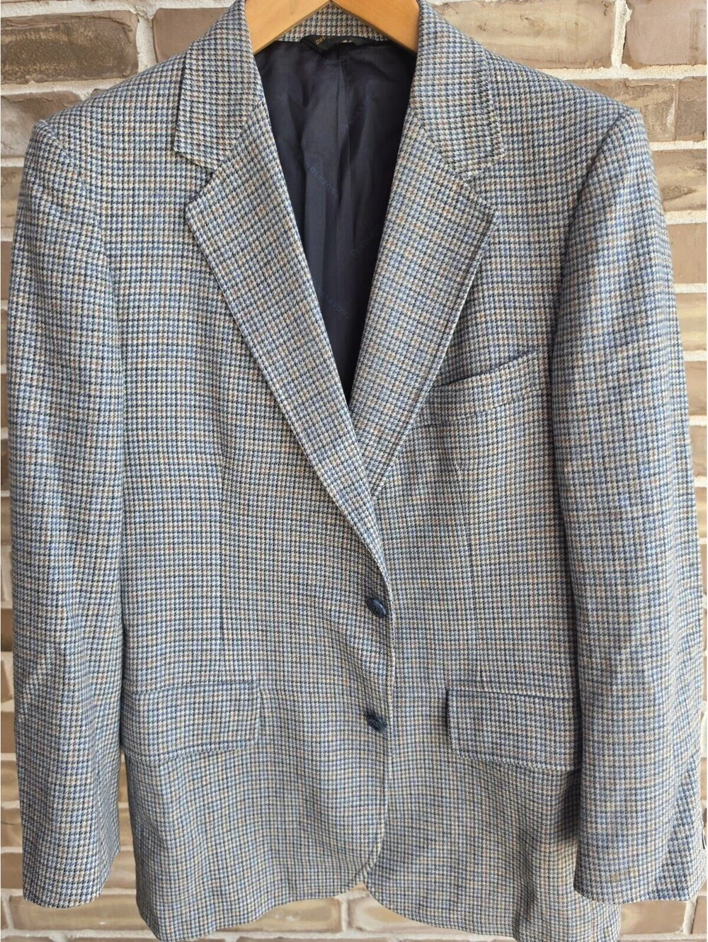 Vintage Pendleton Blazer 42R USA Virgin Wool Houndstooth Check Sport Coat